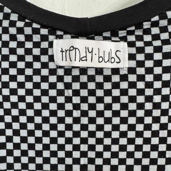 Trendy Bubs Black & Gray Checkered Shortall Romper Size 12-18 Months - Picture 3 of 4